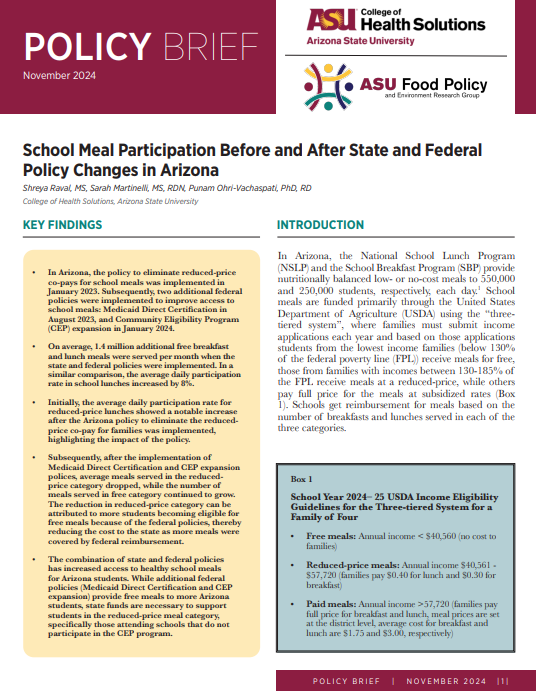 School Meal Outcomes 2024-2025